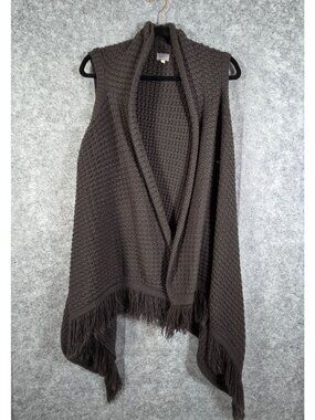 Braeve Women's Sleeveless Knit  Cardigan Sweater Dark Gray Size M
